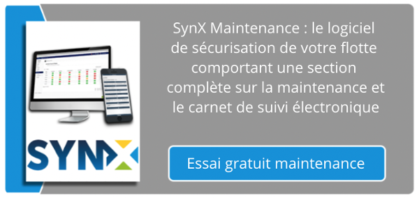 SynX Maintenance : le logiciel de sécurisation de votre flotte comportant une section complète sur la maintenance et le carnet de suivi électronique