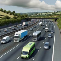 Image of electric vehicles on a motorway