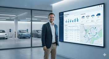 Un gestionnaire de flotte professionnel en costume cravate décontracté