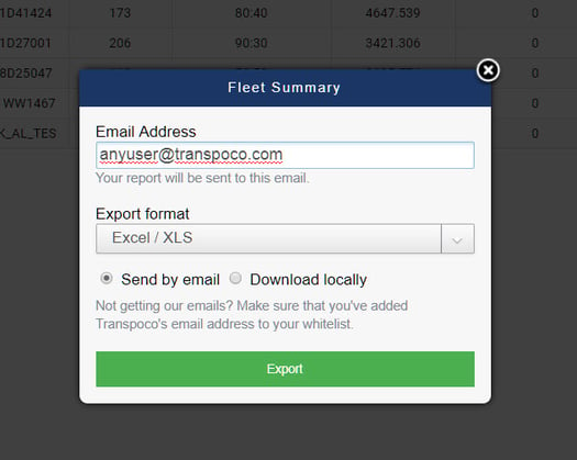 Fleet Summary Report - Export