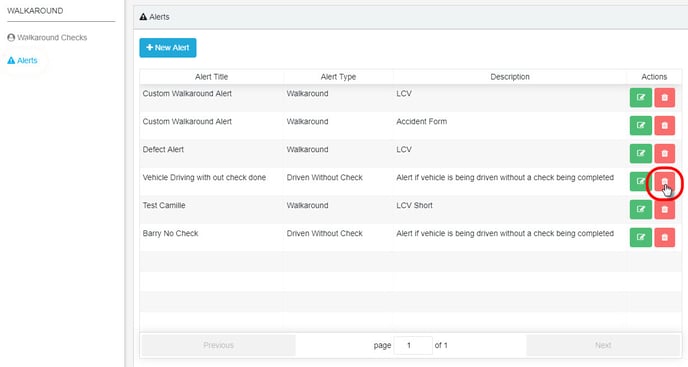 Alerts - delete