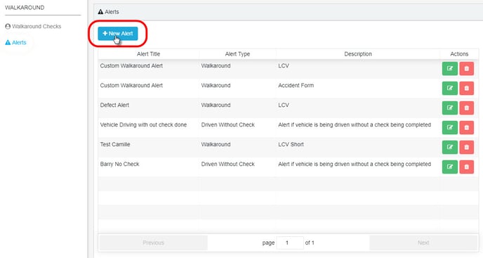 Alerts - new button