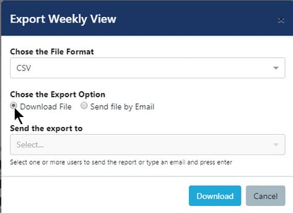 Export weekly view - download