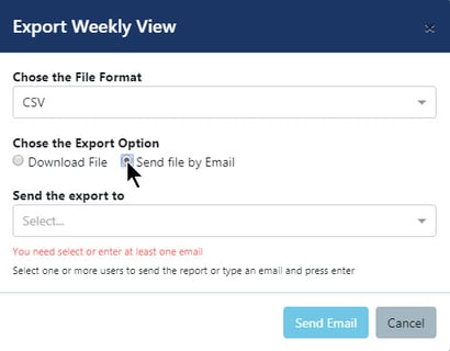 Export weekly view - email