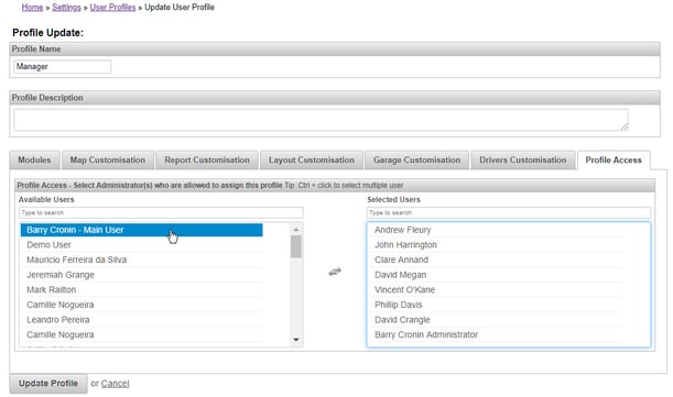 Profile access