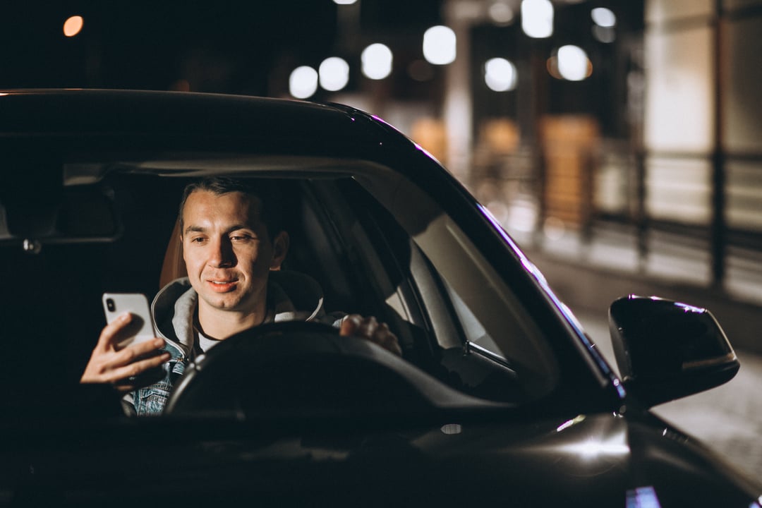 Distracted driver with mobile phone
