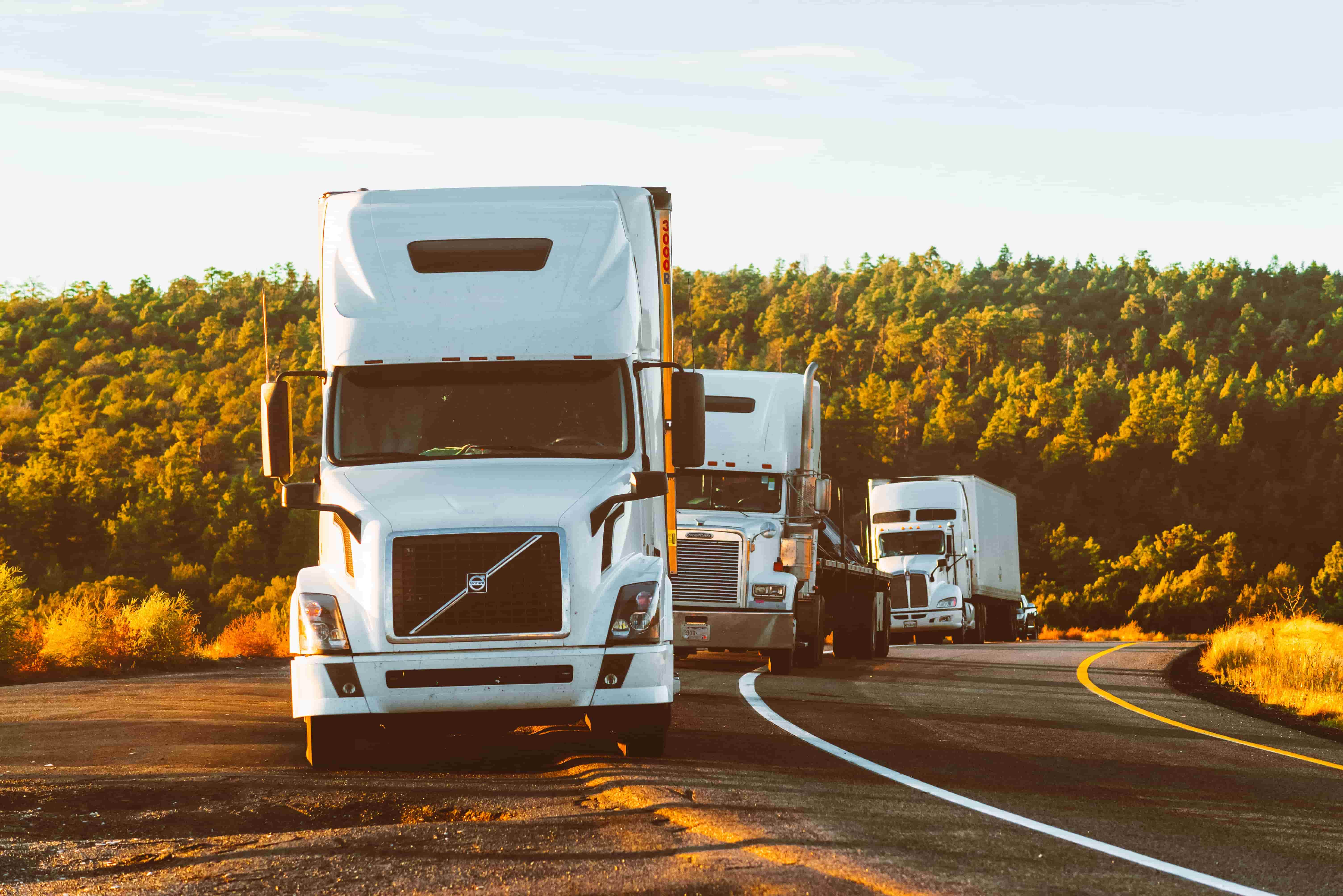 Trucks driving in line